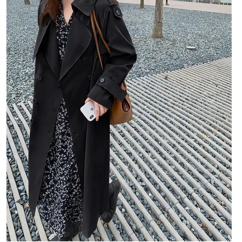 Ruime trenchcoat met dubbele knoopsluiting voor dames – LUX