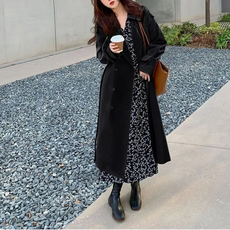 Ruime trenchcoat met dubbele knoopsluiting voor dames – LUX