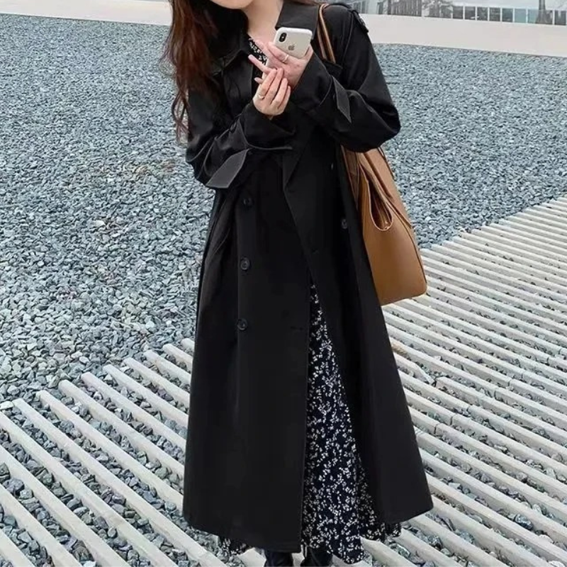 Ruime trenchcoat met dubbele knoopsluiting voor dames – LUX