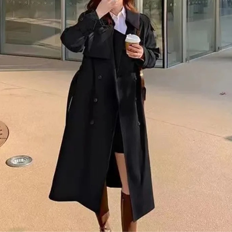 Ruime trenchcoat met dubbele knoopsluiting voor dames – LUX