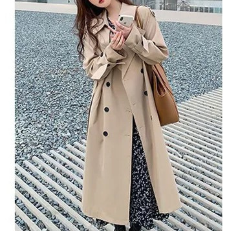 Ruime trenchcoat met dubbele knoopsluiting voor dames – LUX