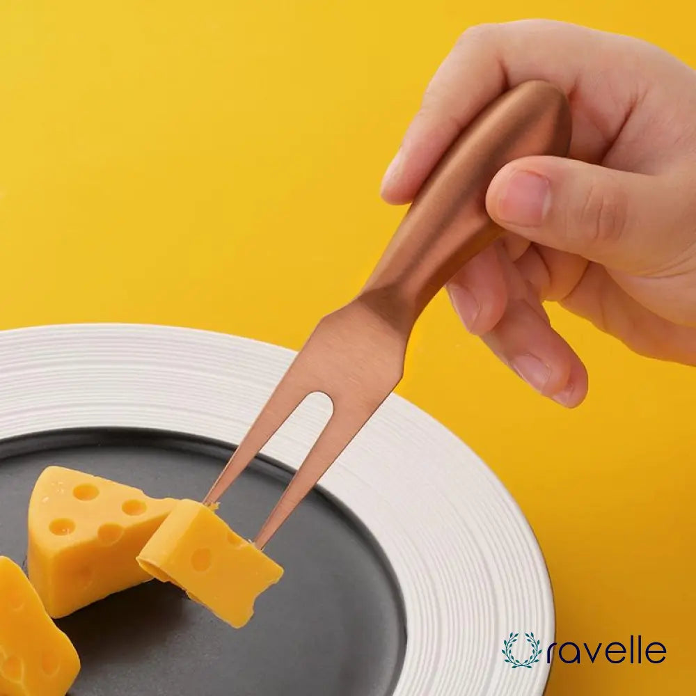 GOLDEN HOUR - Luxe 4-delige kaasbestekset met bamboe handgrepen
