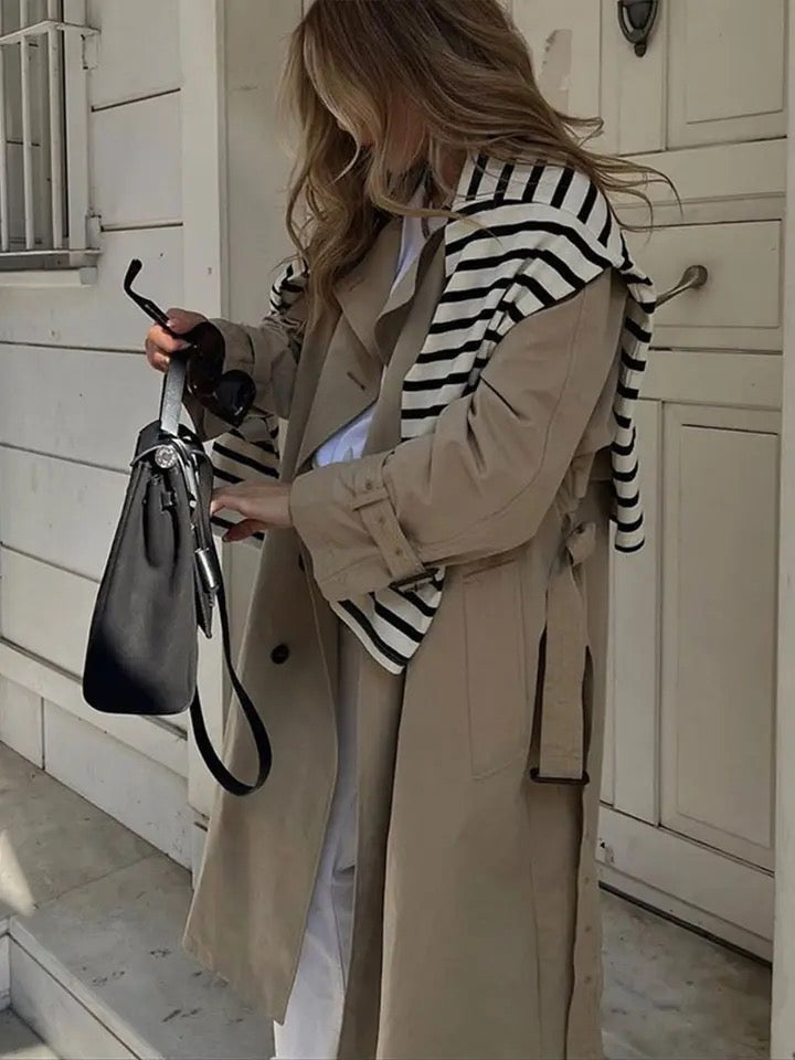 Elegante lange winter trenchcoat voor dames – EULALIA