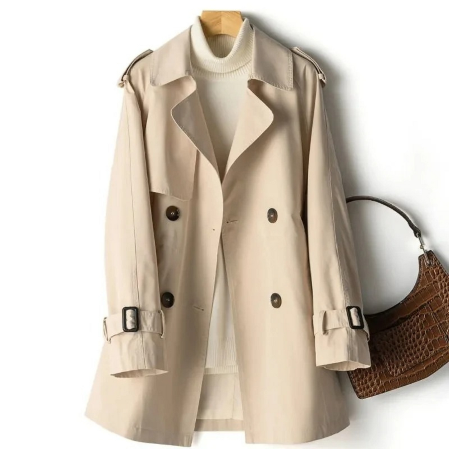 Lange trenchcoat met tijdloze stijl voor dames – NOVAQUA