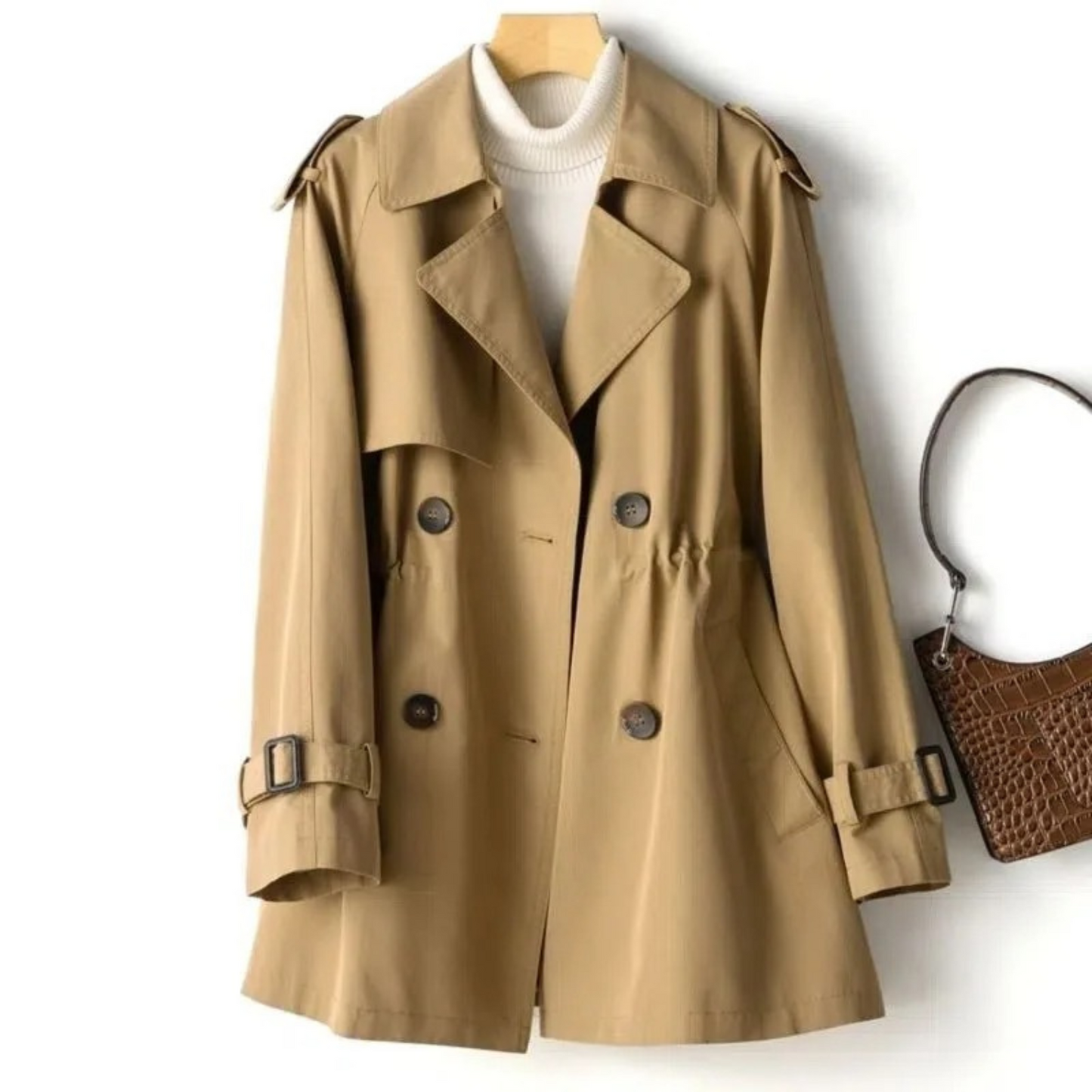 Lange trenchcoat met tijdloze stijl voor dames – NOVAQUA