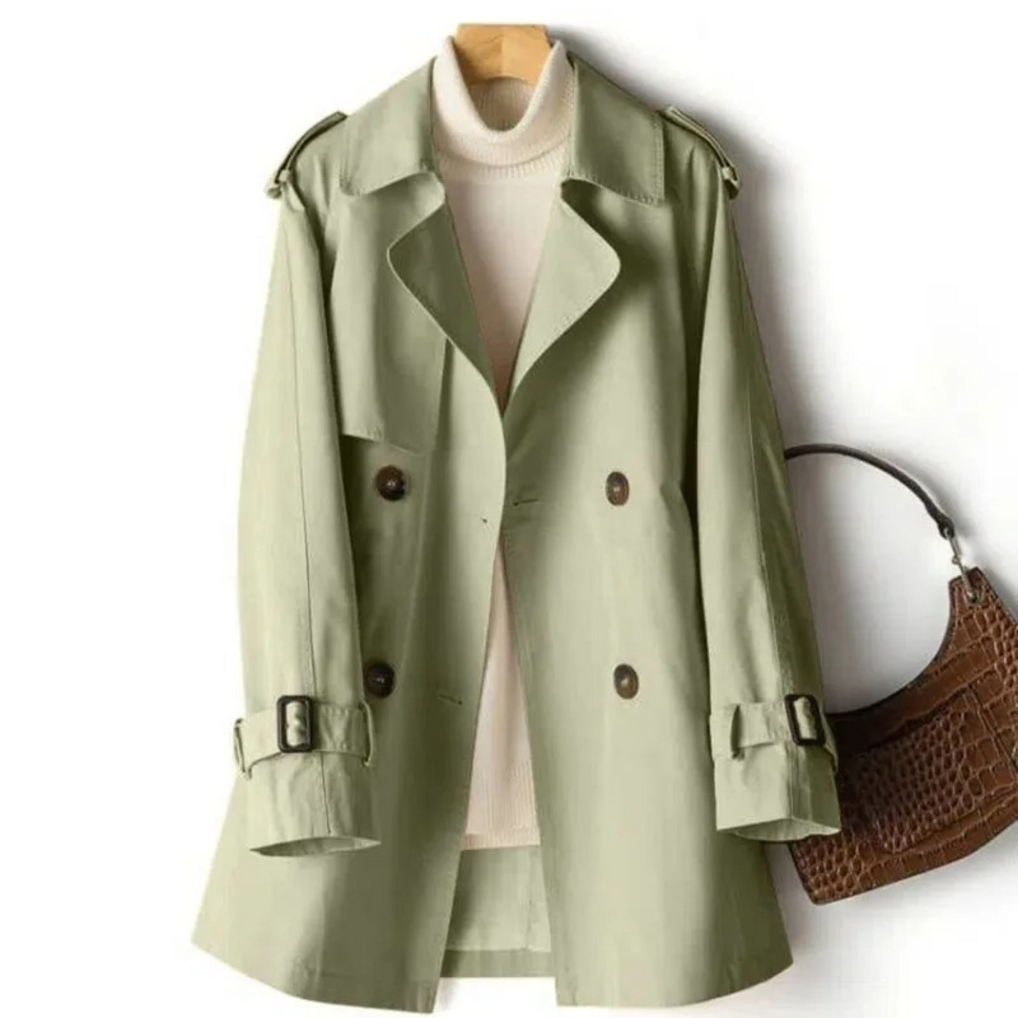 Lange trenchcoat met tijdloze stijl voor dames – NOVAQUA