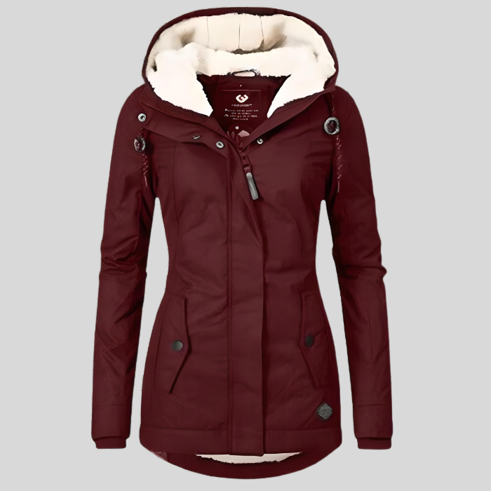 Luxueuze lange winterjas met capuchon voor dames – NOVAWEAR