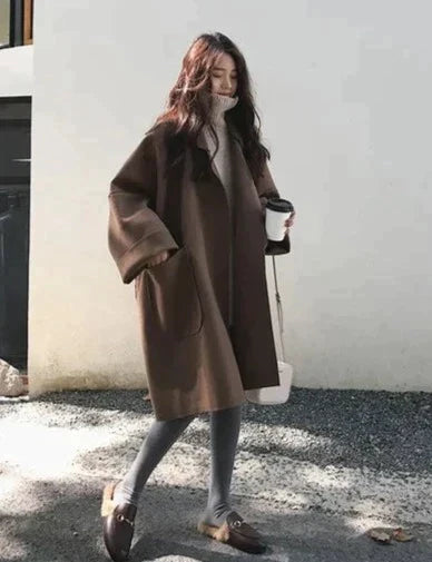 Elegante oversized trenchcoat voor dames met wolmix – LIVON