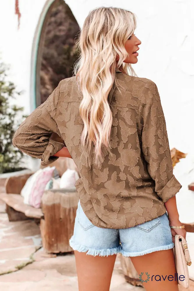 Elegante dames blouse met lange mouwen en vloeiende pasvorm – LIVAYE FLOW