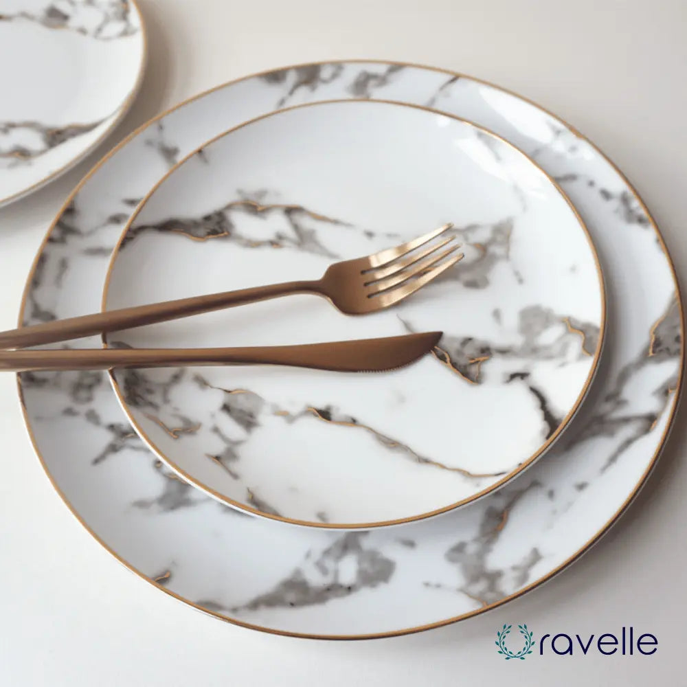 MARBLE - Luxe marmeren print bord, tijdloze elegantie voor elke maaltijd