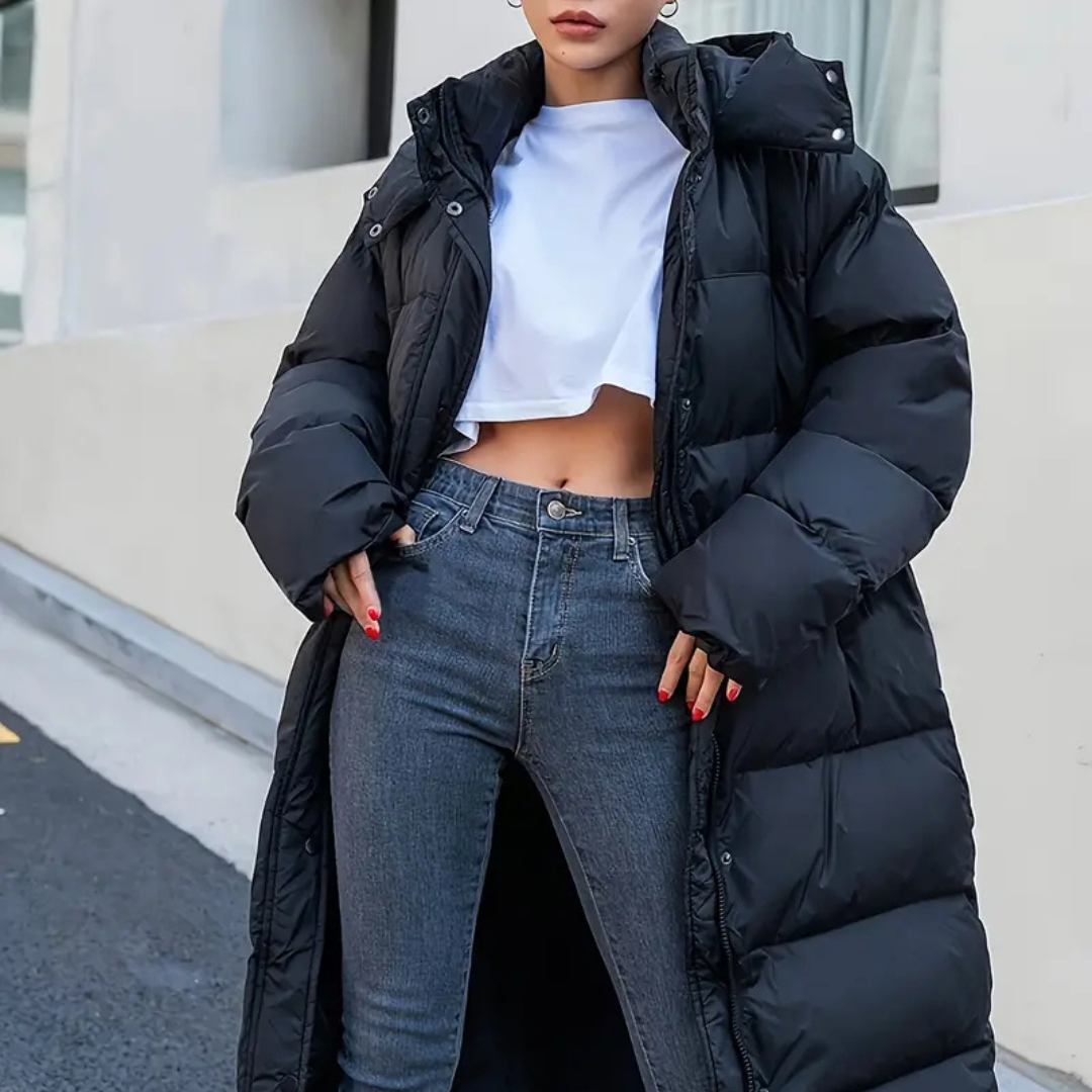 Winterjas voor dames lange puffer met capuchon – NEX