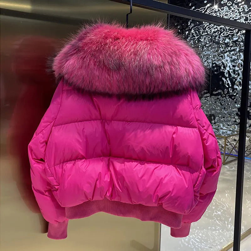 Knus pufferjas met imitatiebont kraag voor dames – CALLIOPE