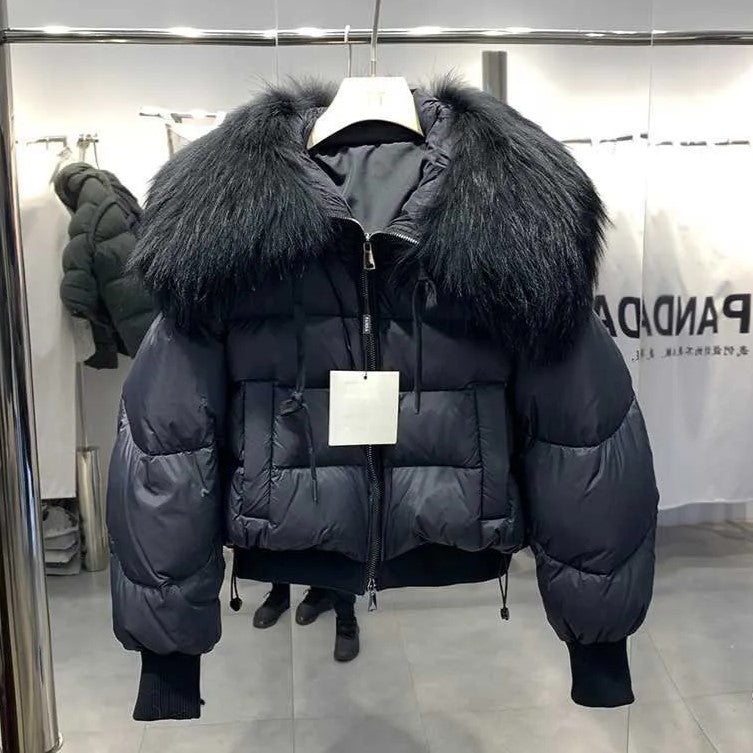 Knus pufferjas met imitatiebont kraag voor dames – CALLIOPE