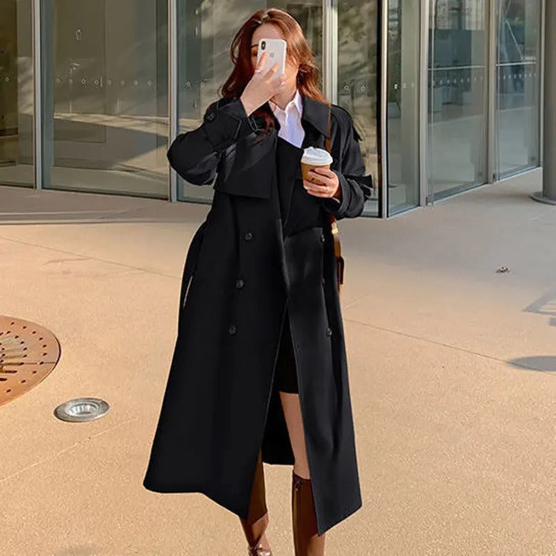 Lange trenchcoat voor dames met tijdloze klasse – LUXARA