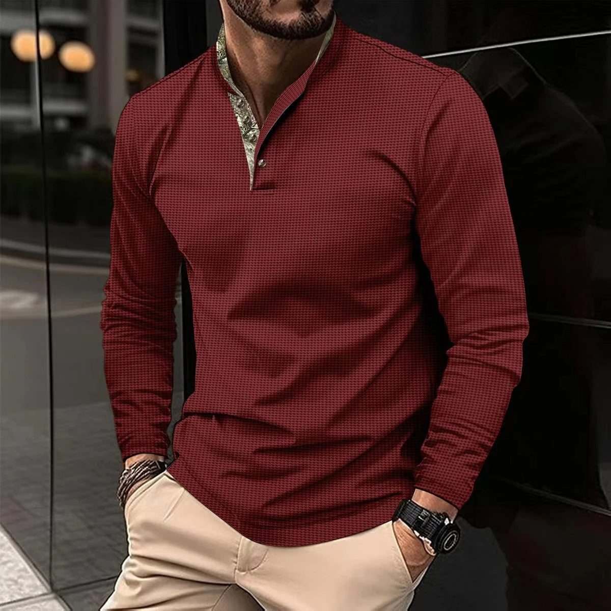 Stijlvol Longsleevepolo Met Gekleurde Kraag Voor Heren – NX