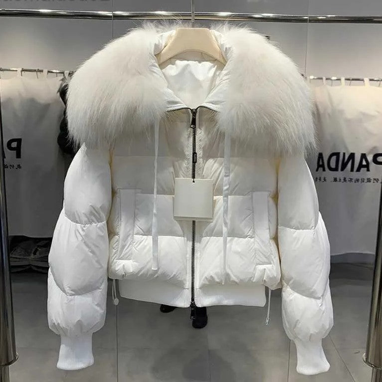 Knus pufferjas met imitatiebont kraag voor dames – CALLIOPE