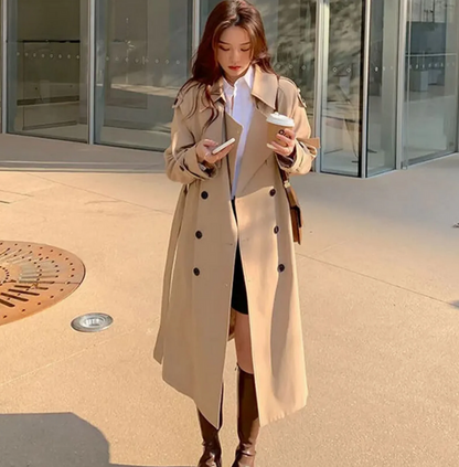 Lange trenchcoat voor dames met tijdloze klasse – LUXARA