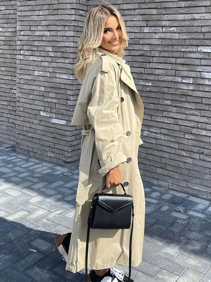 Elegante lange winter trenchcoat voor dames – EULALIA