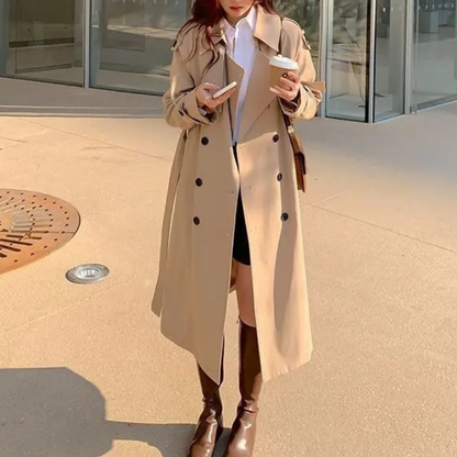 Ruime trenchcoat met dubbele knoopsluiting voor dames – LUX