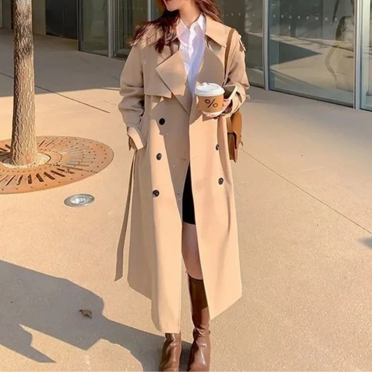Ruime trenchcoat met dubbele knoopsluiting voor dames – LUX