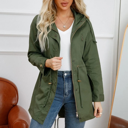 Casual winddichte jas met capuchon voor dames – AURION