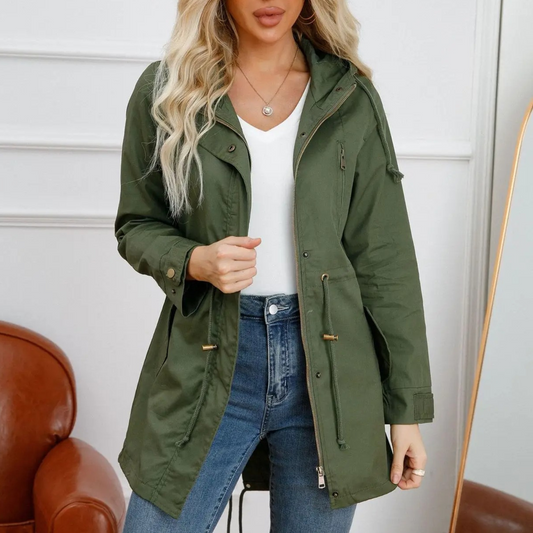 Casual winddichte jas met capuchon voor dames – AURION
