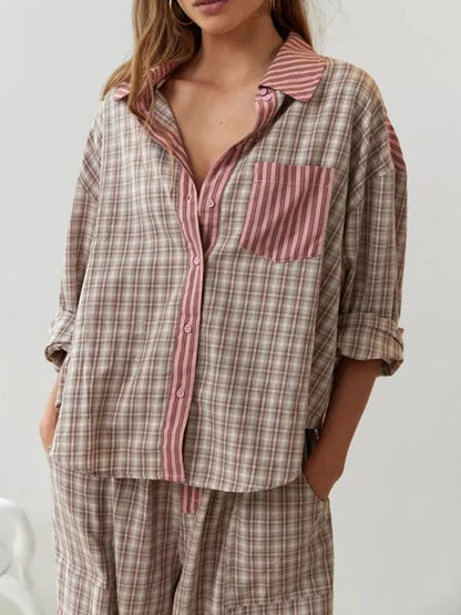 Tweedelige pyjama set voor dames van zacht katoen – VELVORA