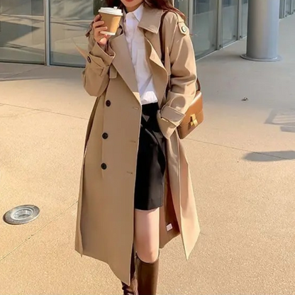 Ruime trenchcoat met dubbele knoopsluiting voor dames – LUX