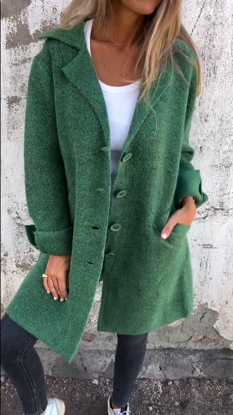 Halflange jas met knoopsluiting voor dames stijlvol – LUMARA