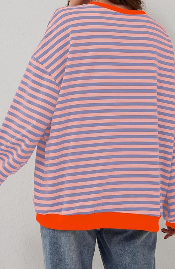 Gestreepte trui met geribde boorden voor dames – FYN