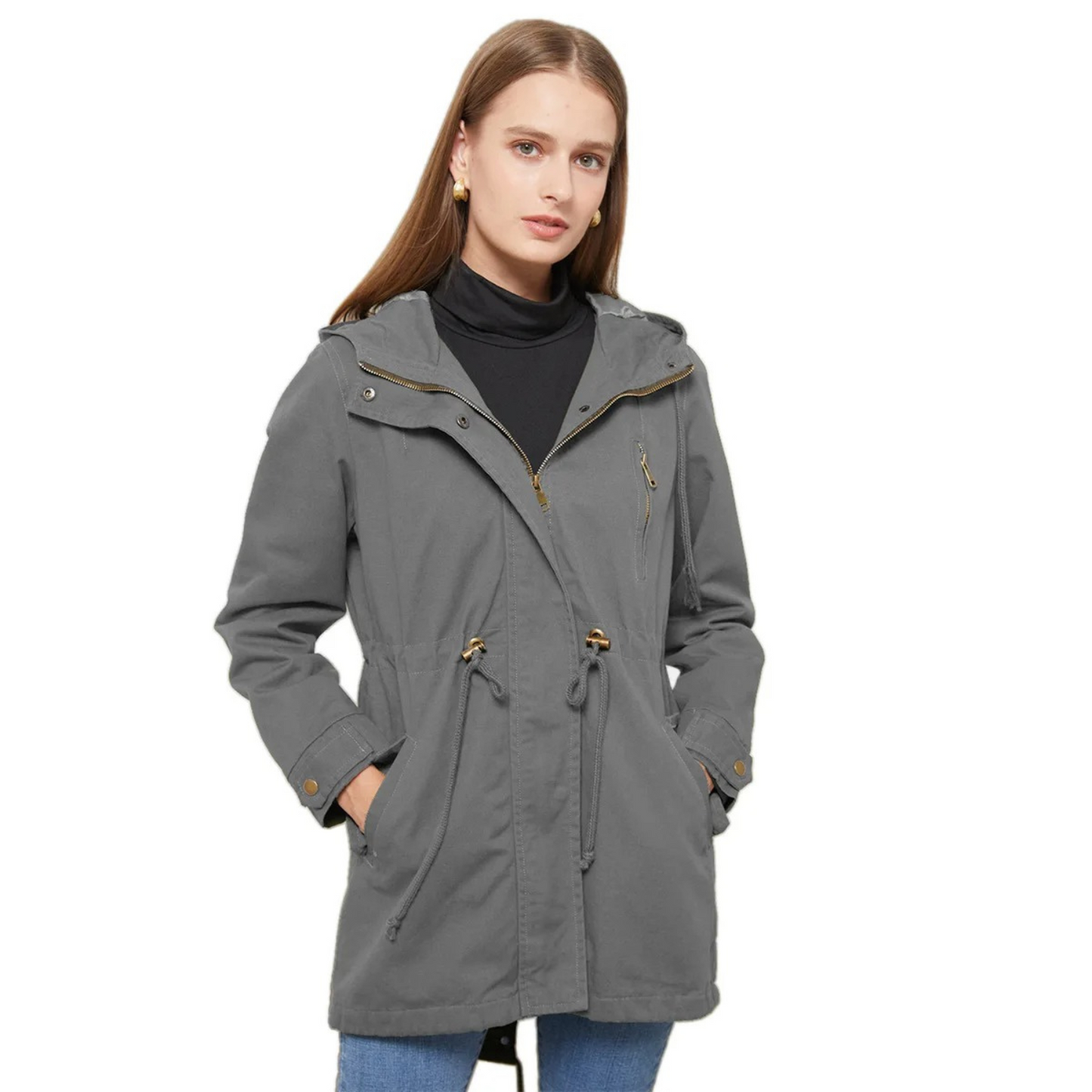 Casual winddichte jas met capuchon voor dames – AURION