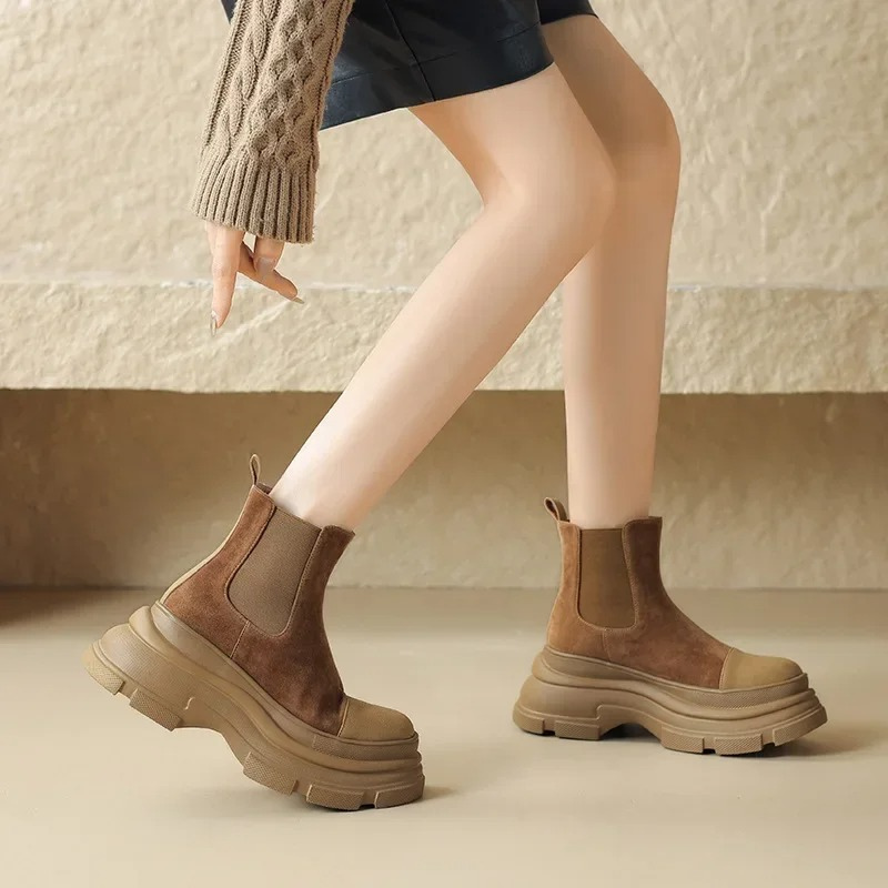 Dames suède chelsea boots voor dames met plateauzool – NOVA