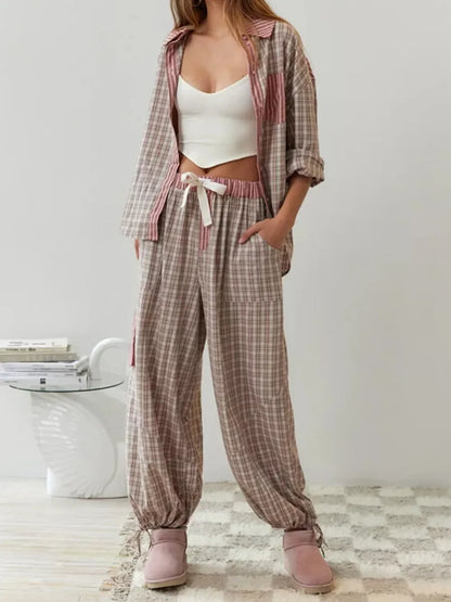 Tweedelige pyjama set voor dames van zacht katoen – VELVORA