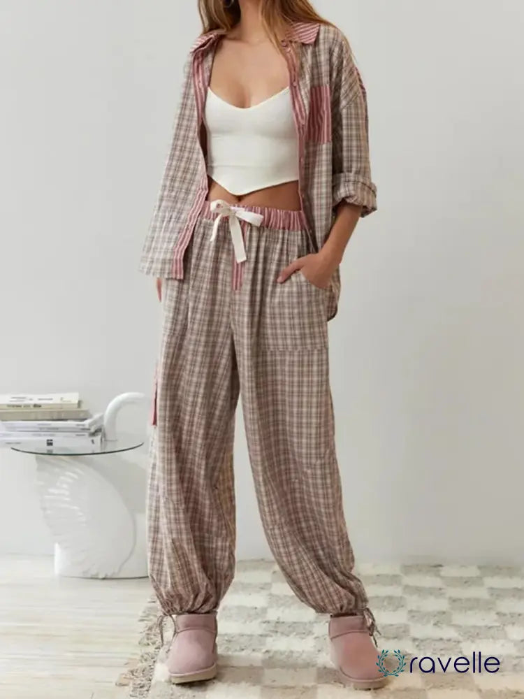 Tweedelige dames pyjamaset van zacht katoen met stretch – NUVIA COMFORTSET