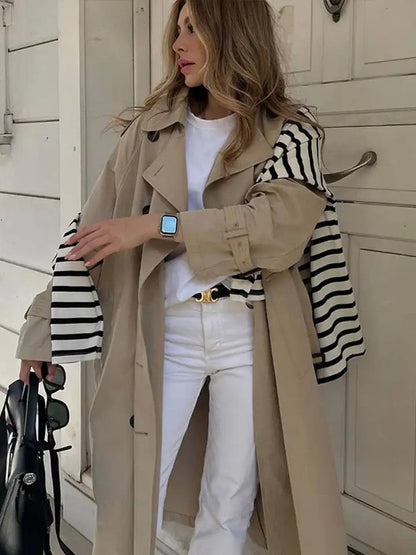Elegante lange winter trenchcoat voor dames – EULALIA