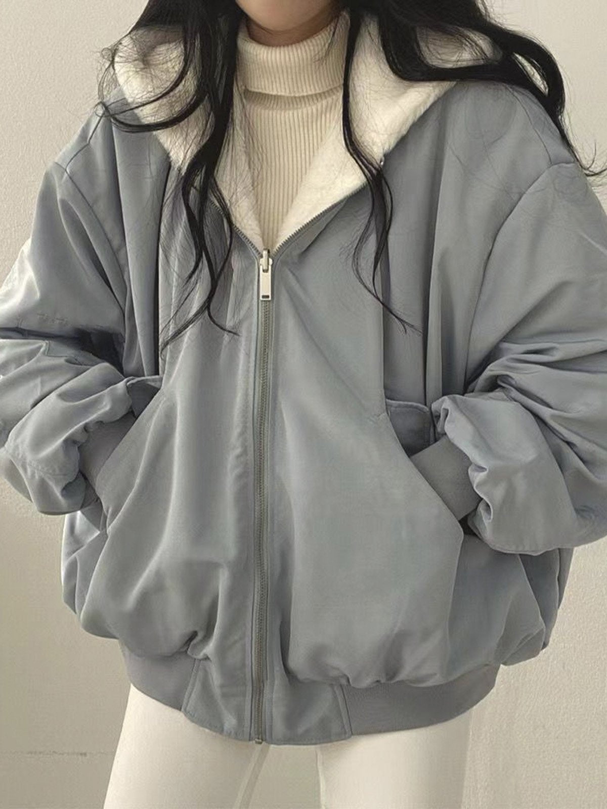 Knusse oversized winterjas met rits voor dames – NOVA