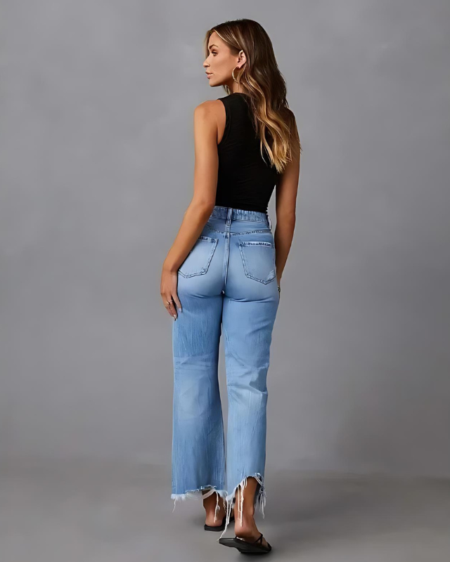 Casual lichtblauwe flare jeans stijl voor dames – HARLOW