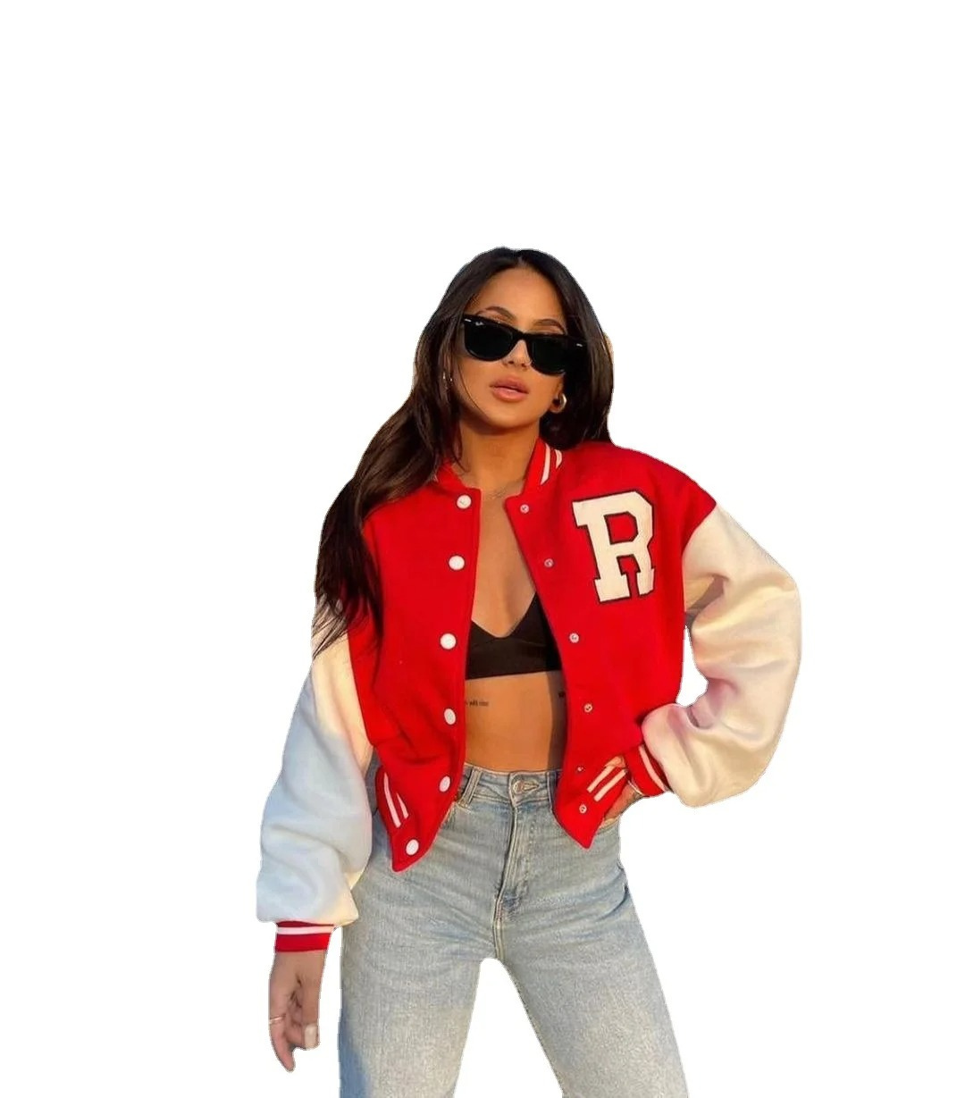 Bomberjack voor dames met varsity letterprint – NEXOR