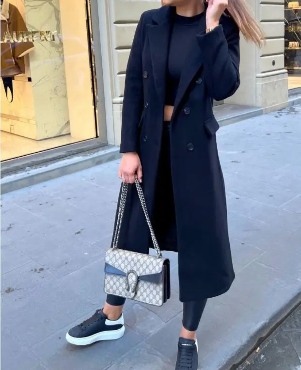 Oversized trenchcoat met knoopsluiting voor dames – LUMINO