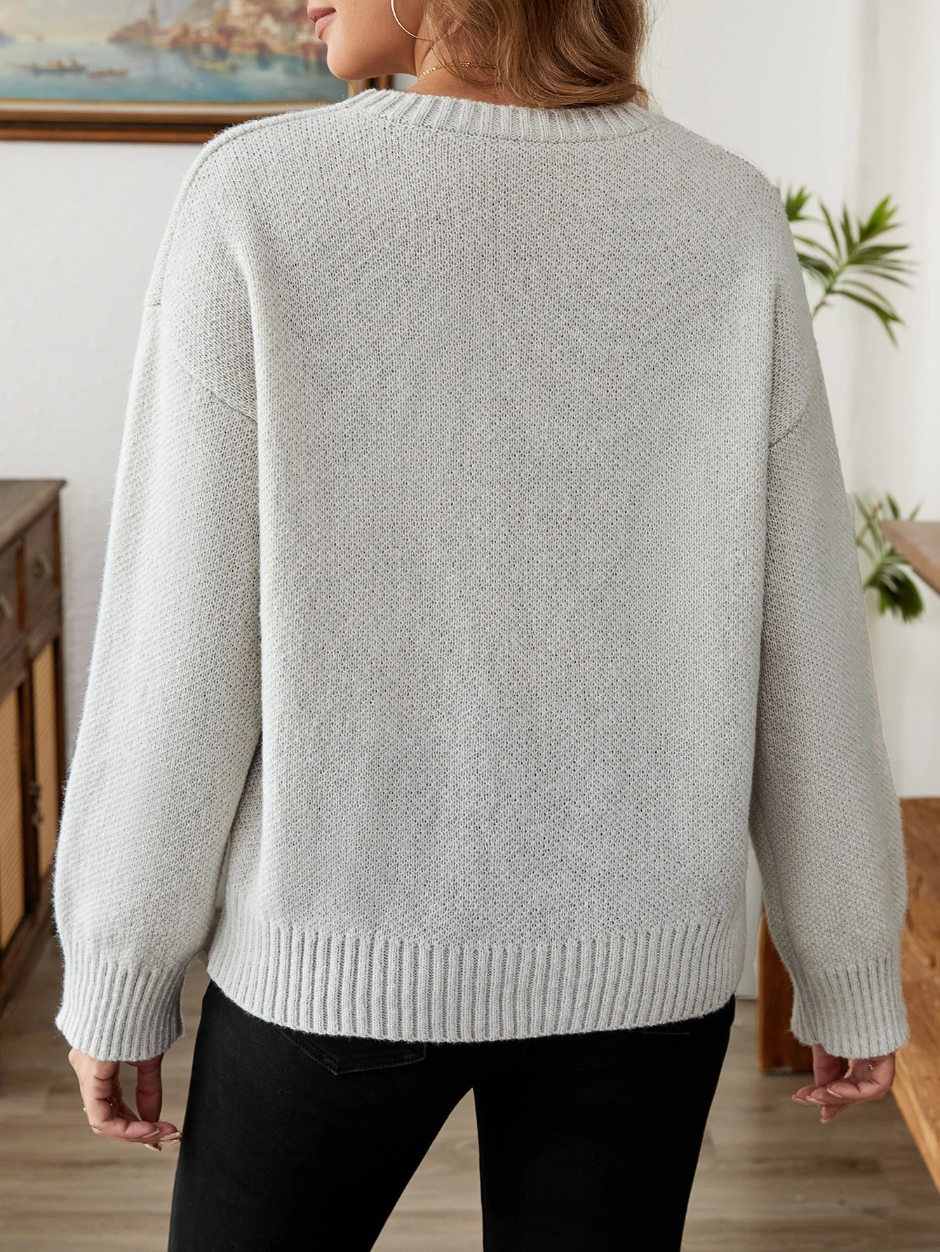 Zachte gebreide casual trui met hartpatroon voor dames – OVA