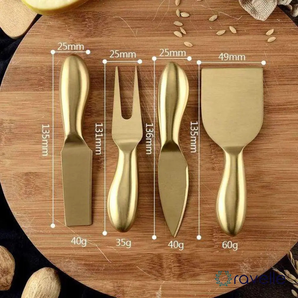 GOLDEN HOUR - Luxe 4-delige kaasbestekset met bamboe handgrepen