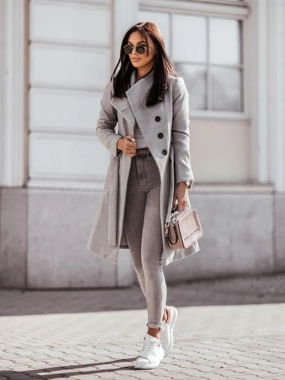 Chique trenchcoat voor dames met dubbel knoopsluiting–VELAR