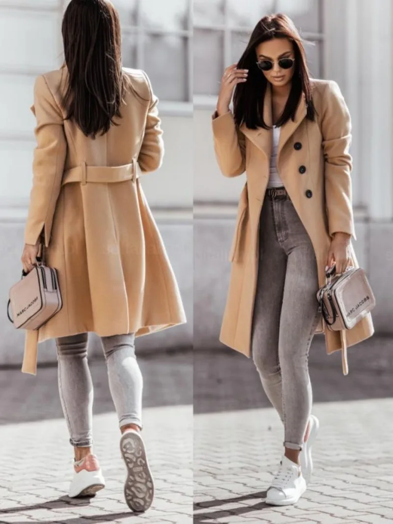 Chique trenchcoat voor dames met dubbel knoopsluiting–VELAR