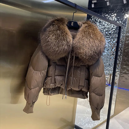 Knus pufferjas met imitatiebont kraag voor dames – CALLIOPE