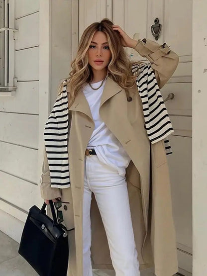 Elegante lange winter trenchcoat voor dames – EULALIA