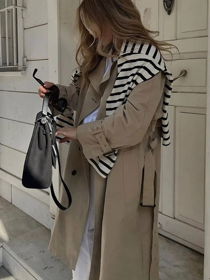Elegante lange winter trenchcoat voor dames – EULALIA
