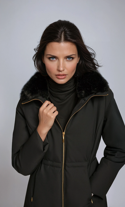 Warme en elegante jas voor dames met bontvoering – NOVA