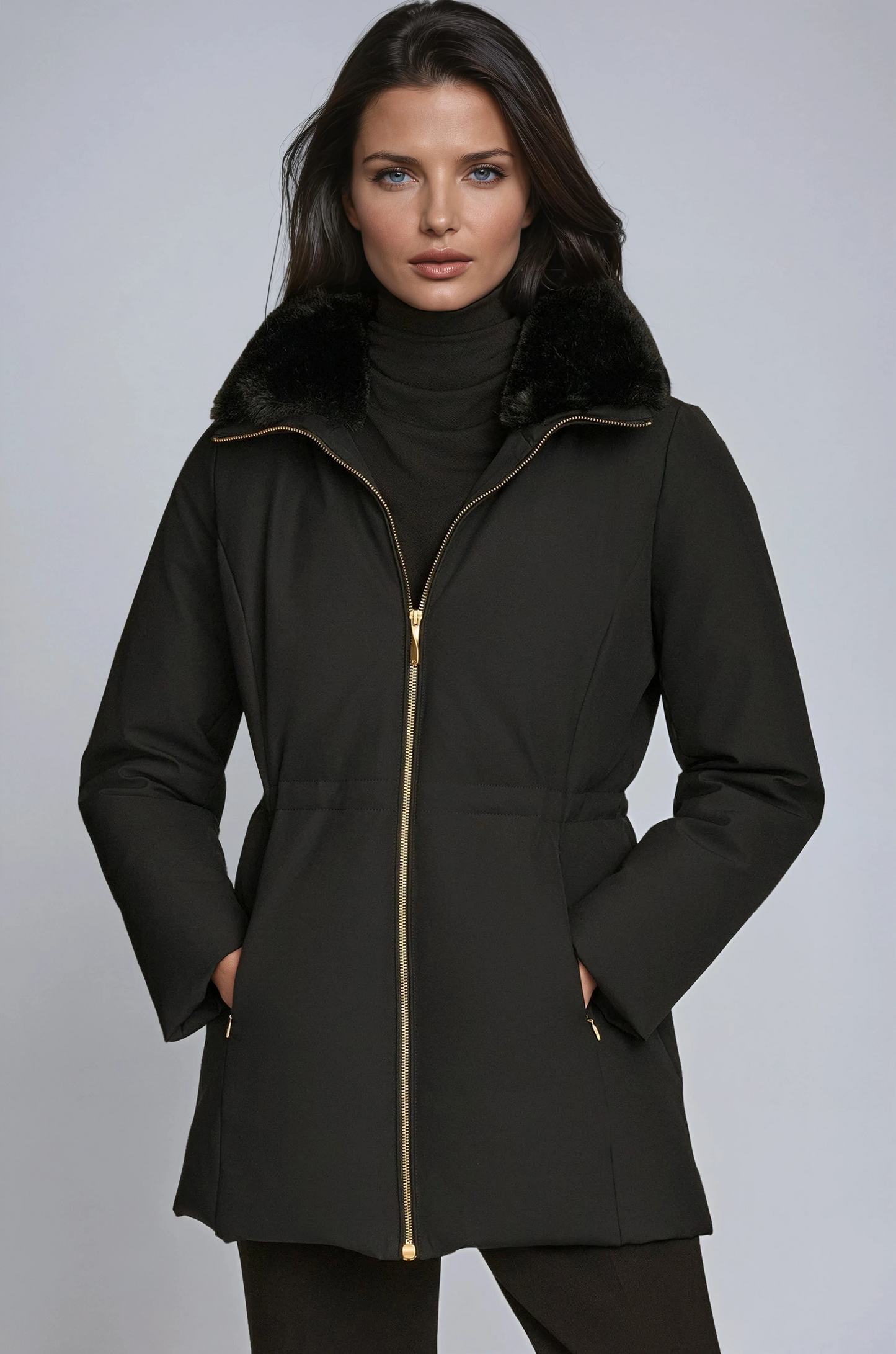 Warme en elegante jas voor dames met bontvoering – NOVA