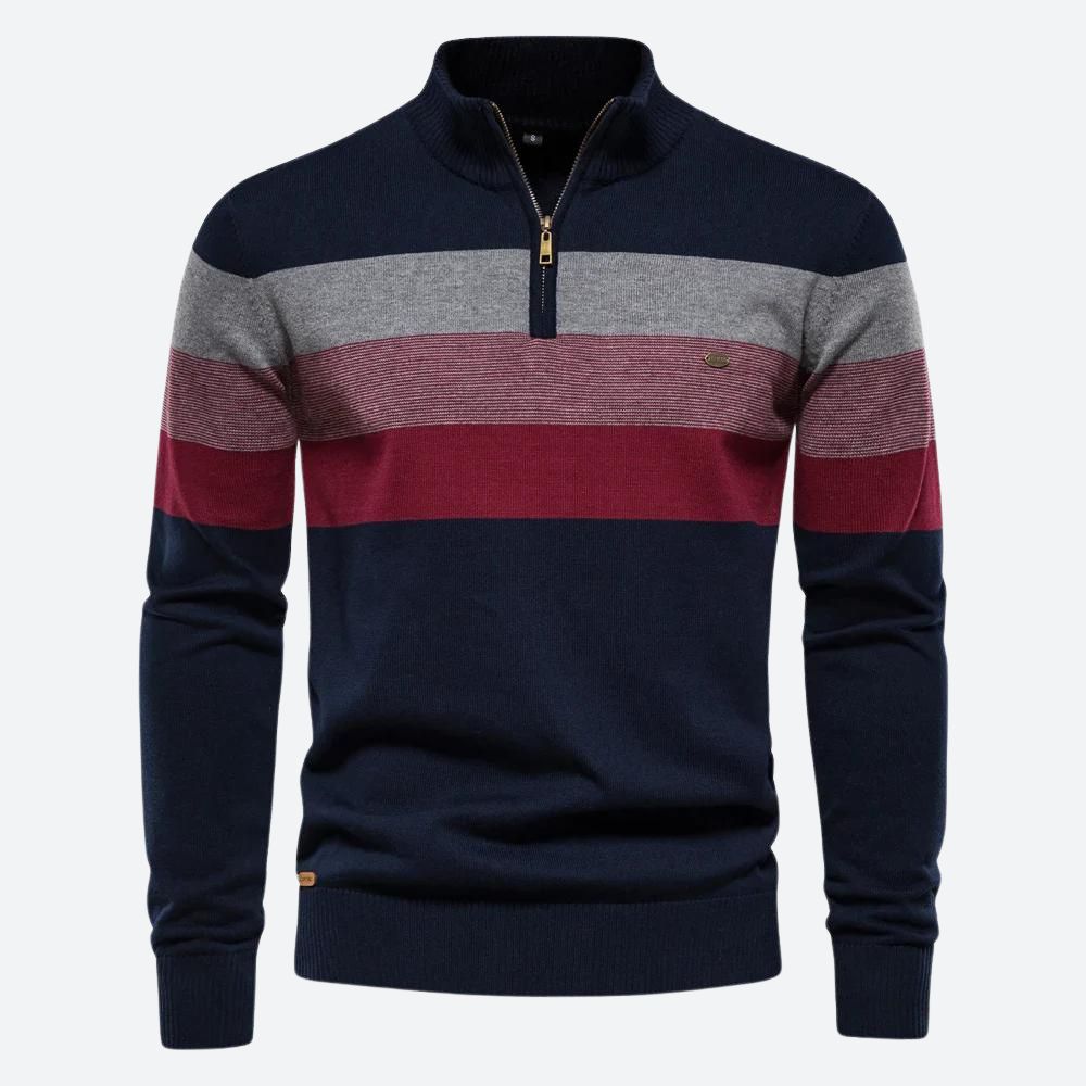 Casual gestreepte sweater met rits voor heren – NEXIA