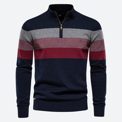 Casual gestreepte sweater met rits voor heren – NEXIA